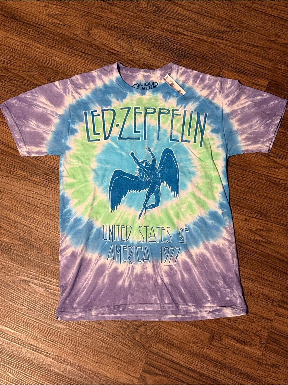 Liquid Blue Led Zeppelin Tie-Dye Graphic Tee - Purple/Blue/Green in Size S NWT